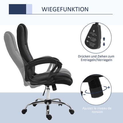 Ergonomischer schwarzer Bürostuhl mit Kopfstütze, höhenverstellbar