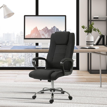 Ergonomischer schwarzer Bürostuhl mit Kopfstütze, höhenverstellbar