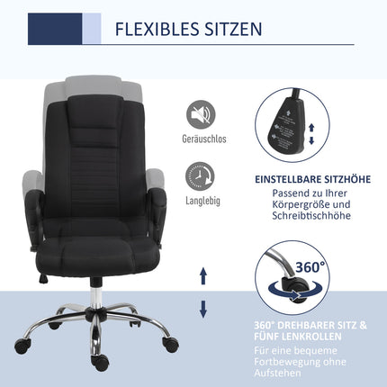 Ergonomischer schwarzer Bürostuhl mit Kopfstütze, höhenverstellbar