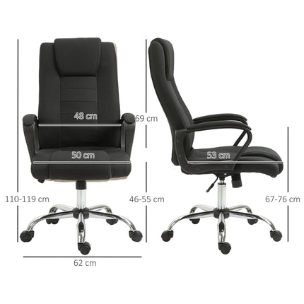 Ergonomischer schwarzer Bürostuhl mit Kopfstütze, höhenverstellbar