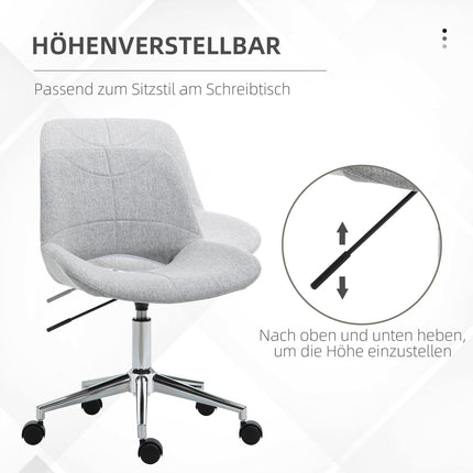Chaise de bureau pivotante, réglable en hauteur, aspect lin, jusqu'à 110 kg, gris clair