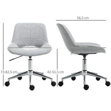 Chaise de bureau pivotante, réglable en hauteur, aspect lin, jusqu'à 110 kg, gris clair