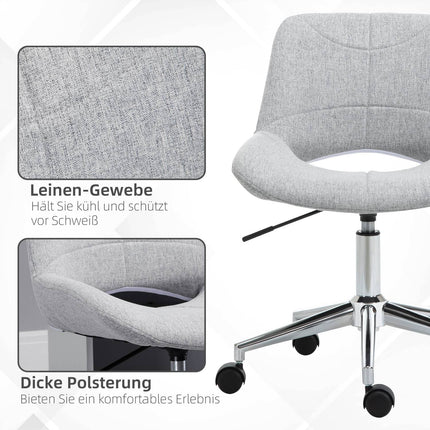 Chaise de bureau pivotante, réglable en hauteur, aspect lin, jusqu'à 110 kg, gris clair
