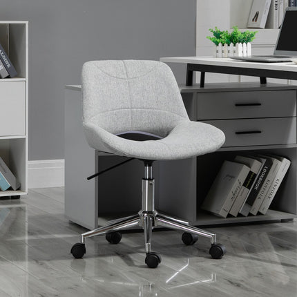 Chaise de bureau pivotante, réglable en hauteur, aspect lin, jusqu'à 110 kg, gris clair