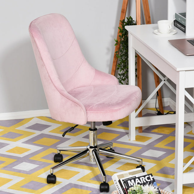 Bürostuhl aus Samt mit Wippfunktion, rosa, Soho-Stil
