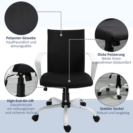 Office chair, ergonomic mesh back, 360° rotatable, black