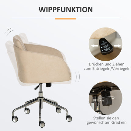 Ergonomická béžová kancelářská židle – nastavitelná výška, otočná