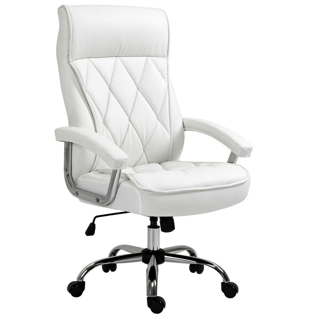 Weißer ergonomischer Bürostuhl – höhenverstellbar, drehbar, kippbar