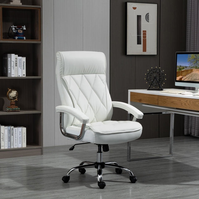 Weißer ergonomischer Bürostuhl – höhenverstellbar, drehbar, kippbar