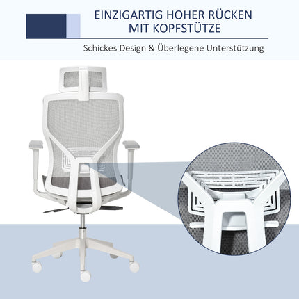 Ergonomischer Gaming-Bürostuhl, drehbar mit Lordosenstütze und 3D-Armlehnen