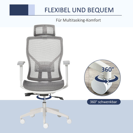 Ergonomischer Gaming-Bürostuhl, drehbar mit Lordosenstütze und 3D-Armlehnen