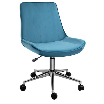 Bürostuhl, verstellbar, drehbar, blauer Samtbezug