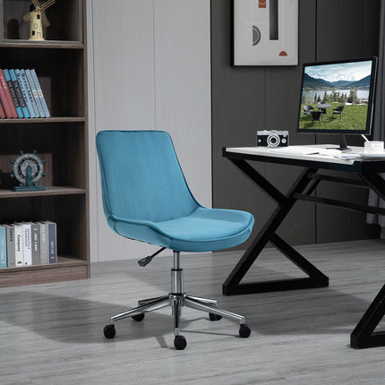 Bürostuhl, verstellbar, drehbar, blauer Samtbezug