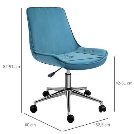 Bürostuhl, verstellbar, drehbar, blauer Samtbezug