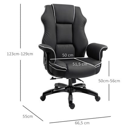 Ergonomická kancelářská židle z černé umělé kůže, nastavitelná, s područkami