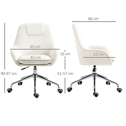 Ergonomischer Drehbürostuhl, höhenverstellbar, Samt Creme