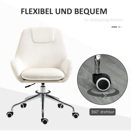 Ergonomischer Drehbürostuhl, höhenverstellbar, Samt Creme