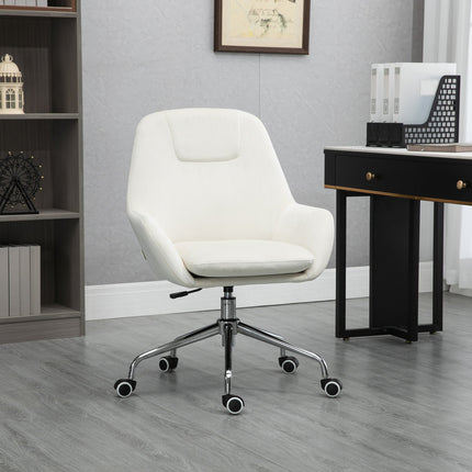 Ergonomischer Drehbürostuhl, höhenverstellbar, Samt Creme
