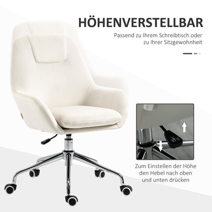 Ergonomischer Drehbürostuhl, höhenverstellbar, Samt Creme