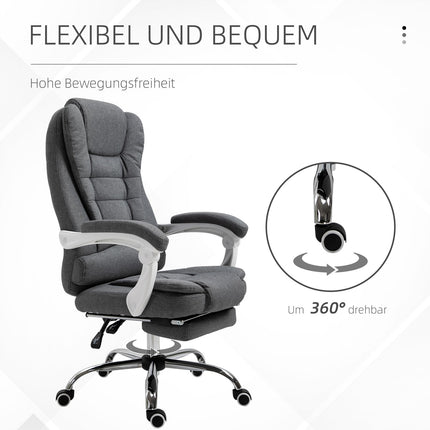 Bürostuhl mit Fußstütze, höhenverstellbar, Leinenoptik