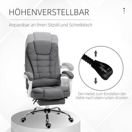 Bürostuhl mit Fußstütze, höhenverstellbar, Leinenoptik