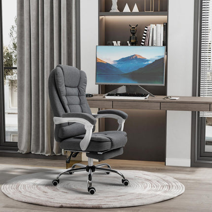 Bürostuhl mit Fußstütze, höhenverstellbar, Leinenoptik