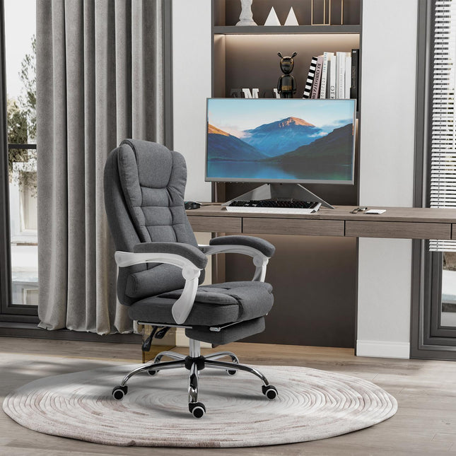 Bürostuhl mit Fußstütze, höhenverstellbar, Leinenoptik