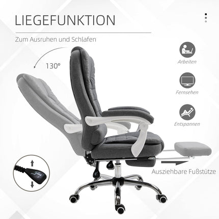 Bürostuhl mit Fußstütze, höhenverstellbar, Leinenoptik
