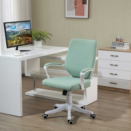 Ergonomischer grün-weißer Bürostuhl, Kippfunktion, 360° drehbar