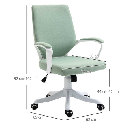 Ergonomischer grün-weißer Bürostuhl, Kippfunktion, 360° drehbar