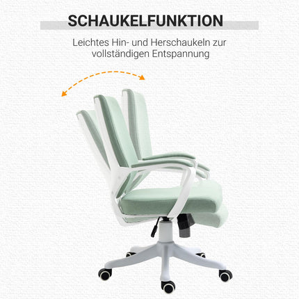 Ergonomischer grün-weißer Bürostuhl, Kippfunktion, 360° drehbar