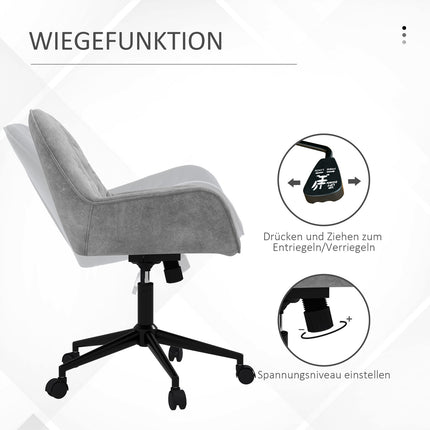 Ergonomic office chair with rocker, velvet look, adjustable