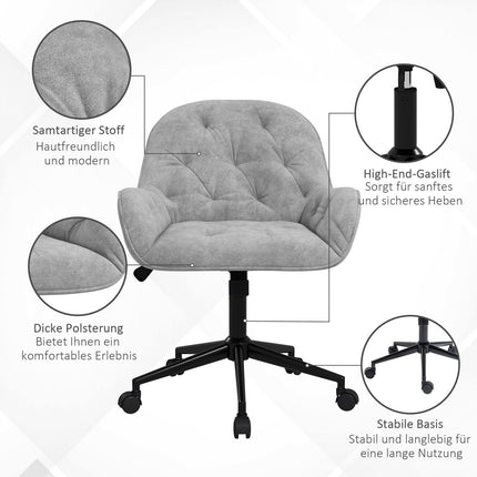 Ergonomic office chair with rocker, velvet look, adjustable