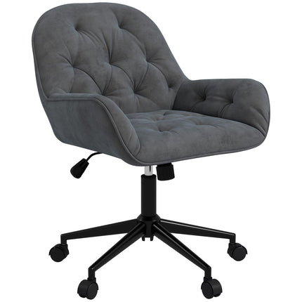Chaise de bureau ergonomique à bascule, hauteur réglable, aspect velours, gris foncé