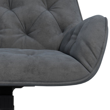 Chaise de bureau ergonomique à bascule, hauteur réglable, aspect velours, gris foncé