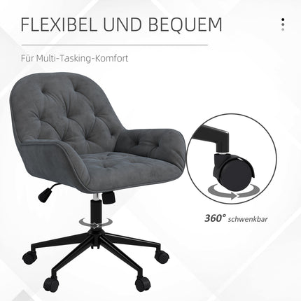 Chaise de bureau ergonomique à bascule, hauteur réglable, aspect velours, gris foncé