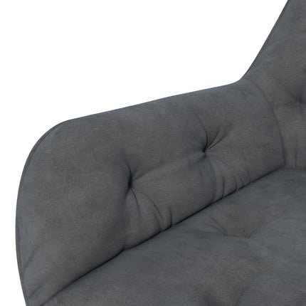 Chaise de bureau ergonomique à bascule, hauteur réglable, aspect velours, gris foncé