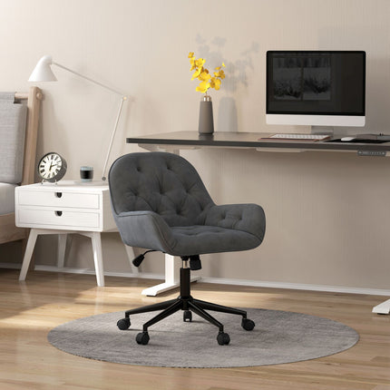 Chaise de bureau ergonomique à bascule, hauteur réglable, aspect velours, gris foncé