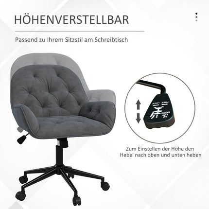Chaise de bureau ergonomique à bascule, hauteur réglable, aspect velours, gris foncé