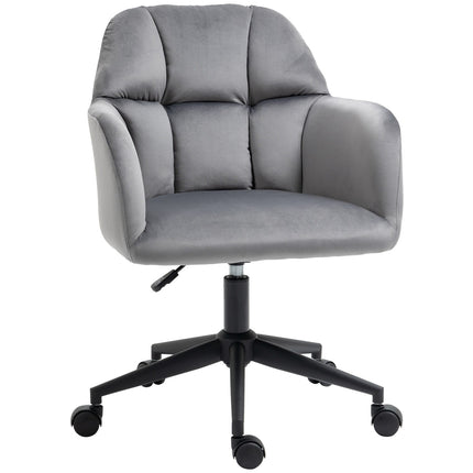 Ergonomic velvet office chair, height adjustable, grey