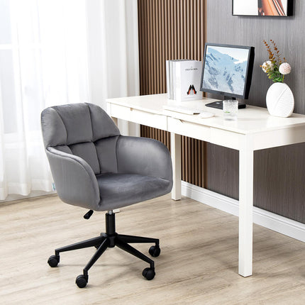 Ergonomic velvet office chair, height adjustable, grey
