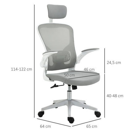 Ergonomischer Bürostuhl, hohe Rückenlehne mit Lordosenstütze, grau