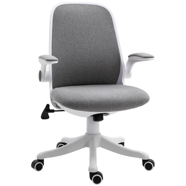 Ergonomic office chair with adjustable armrest, grey-white