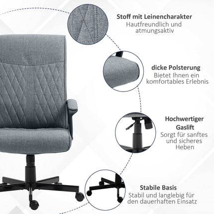 Chaise de bureau ergonomique pivotante et réglable en hauteur, gris foncé