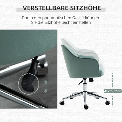 Ergonomischer Bürostuhl, höhenverstellbar, Samt, grün