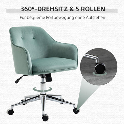 Ergonomischer Bürostuhl, höhenverstellbar, Samt, grün