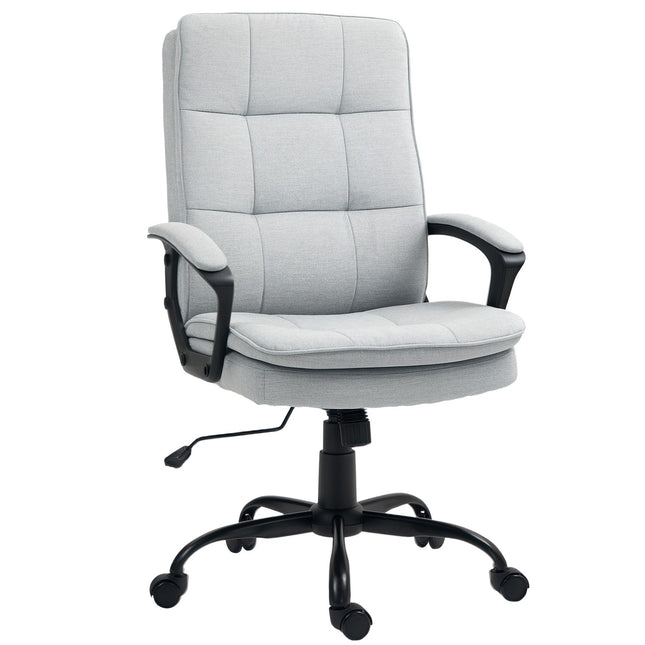 Ergonomischer Bürostuhl, verstellbar mit Armlehnen, graues Leinen