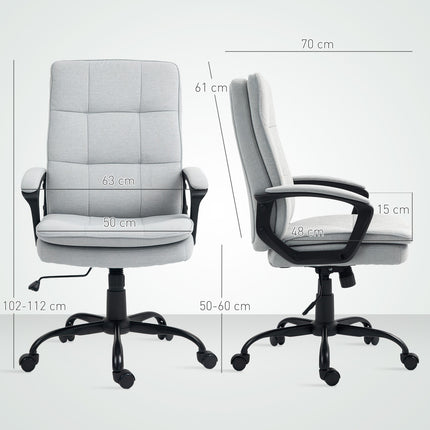 Ergonomischer Bürostuhl, verstellbar mit Armlehnen, graues Leinen