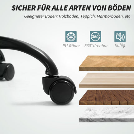Ergonomischer Bürostuhl, verstellbar mit Armlehnen, graues Leinen