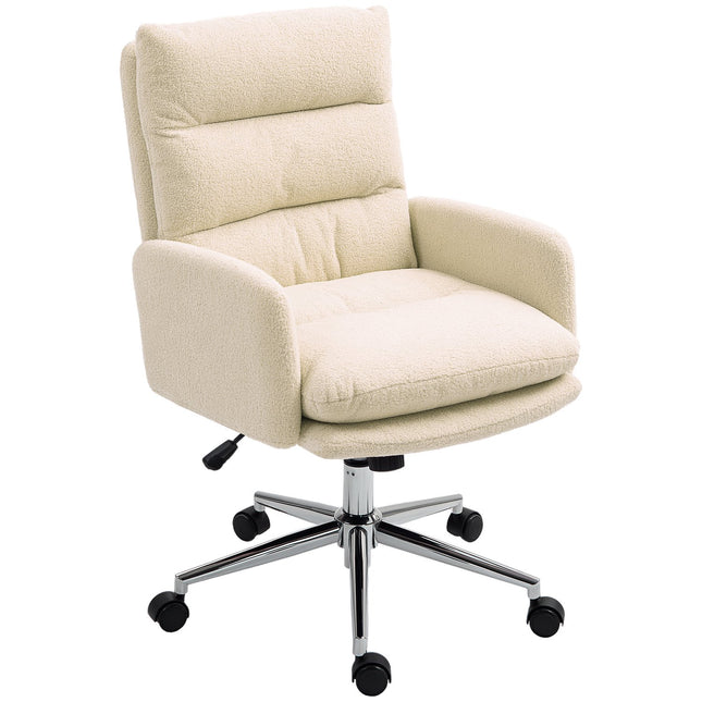 Ergonomischer Bürostuhl, Lammfell-Optik, höhenverstellbar